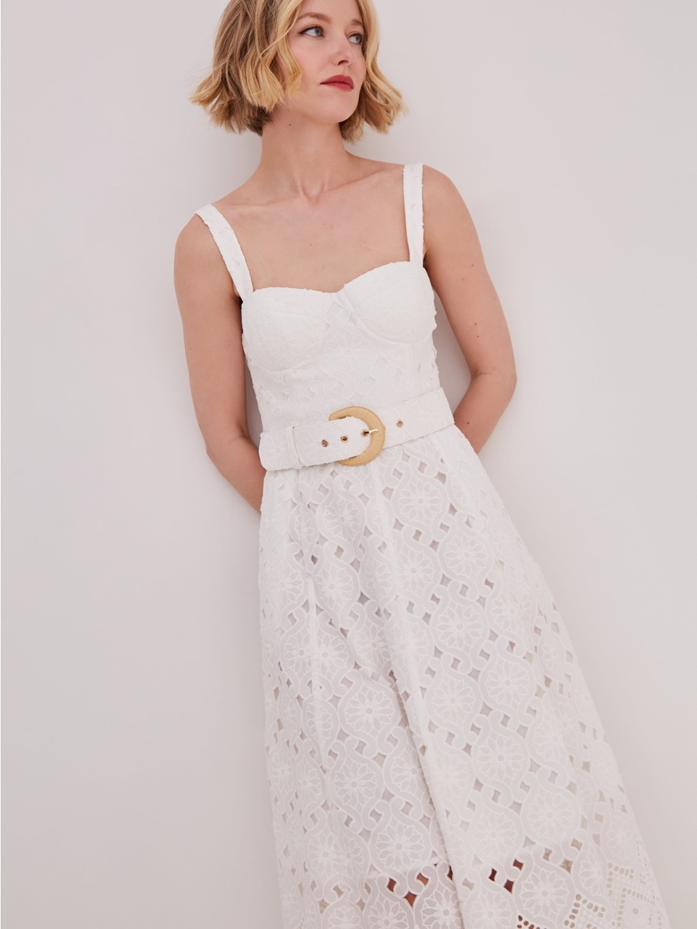 NWOT Cara Cara Calypso Dress in Trellis Eyelet White